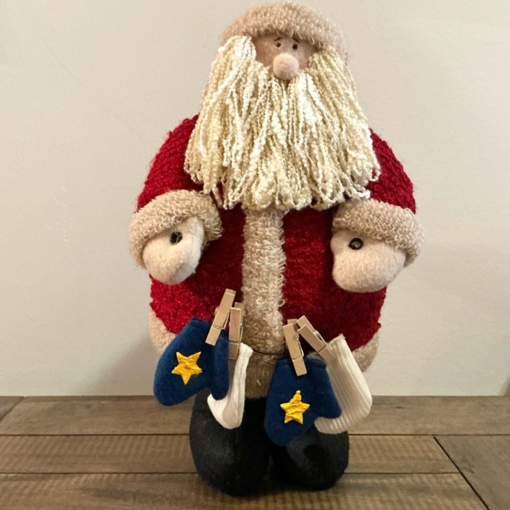Vintage Santa Claus Folk Art Standing Santa Figurine Doll 12” Tall